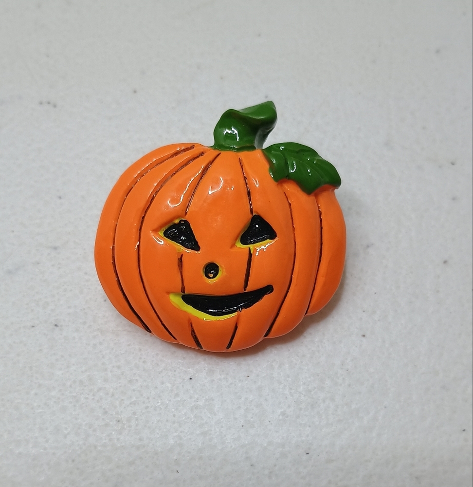 Orange Pumpkin Resin Brooch